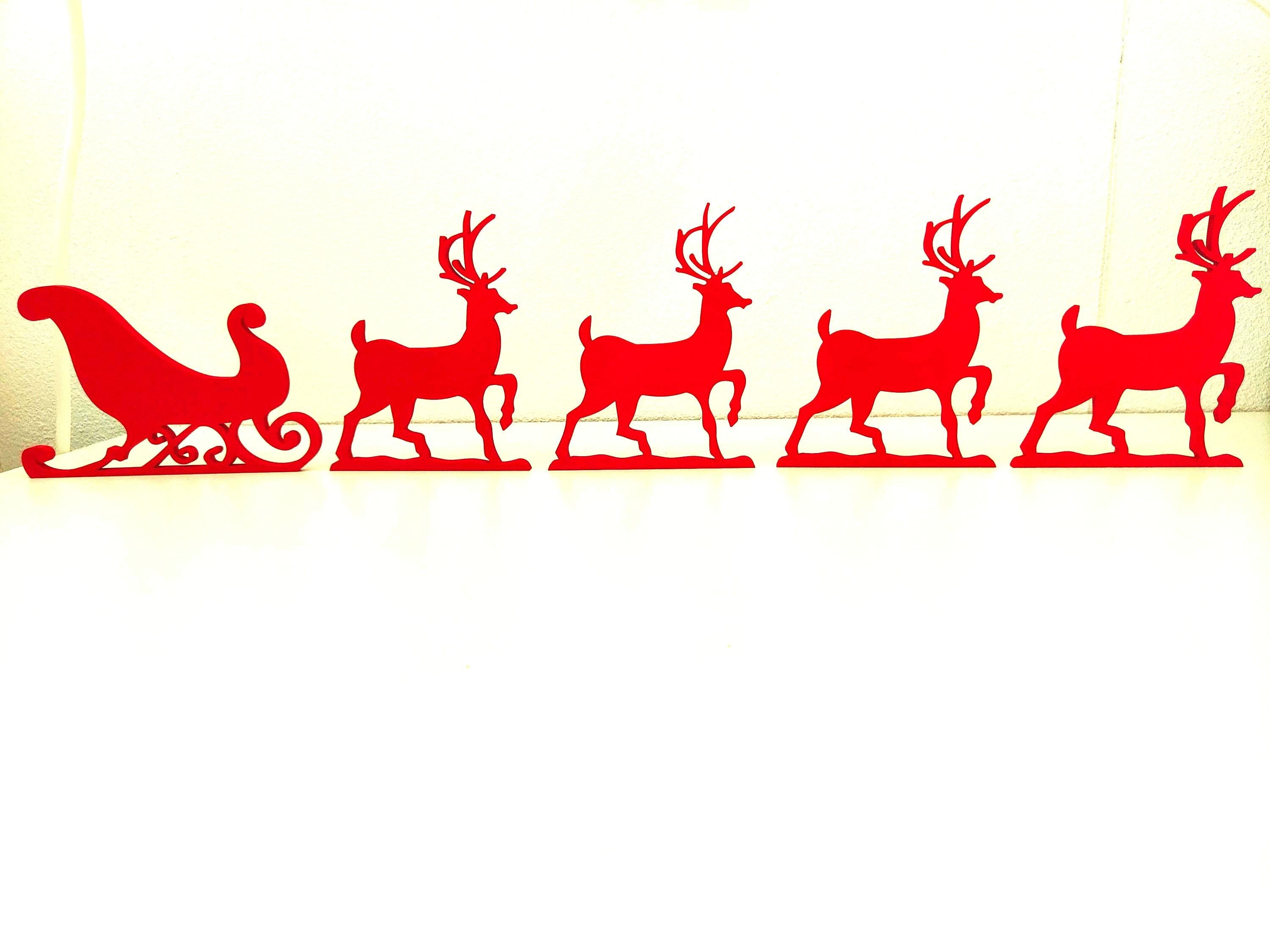 Santa Sleigh & Reindeer Christmas Decoration, 3DPrinted Deer Xmas Home Decor, Wall, Door, Window, Fireplace Ornament